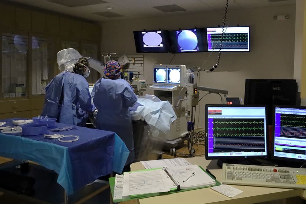 Cath lab study and cardiac catheterization setting
